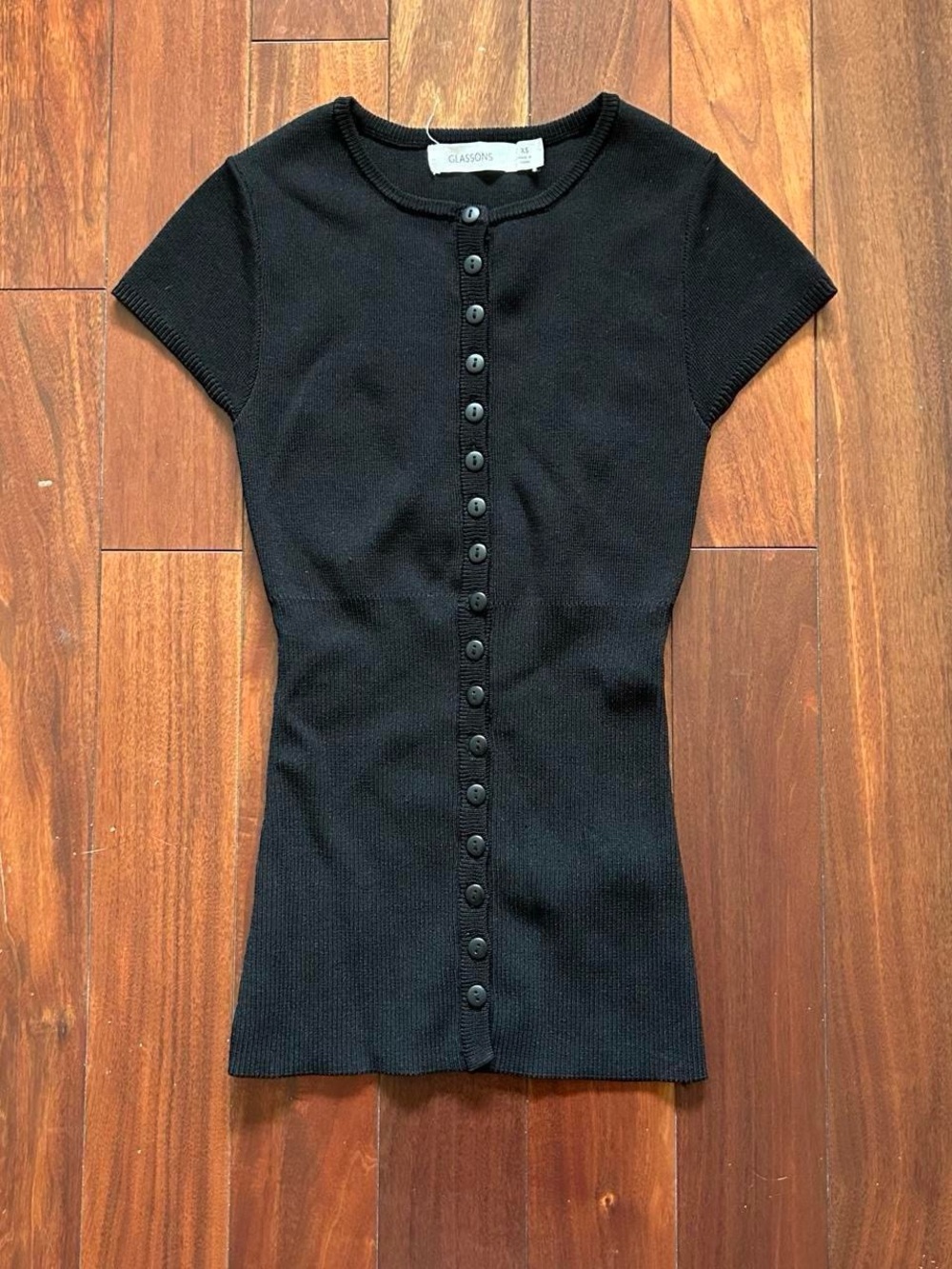 Black Fitted Button-Up Top